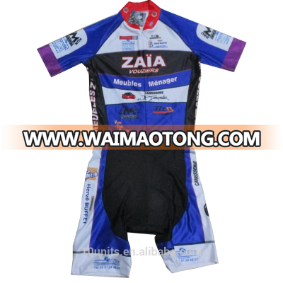 Custom printed lycra cycling skin suits compression cycling speed suits